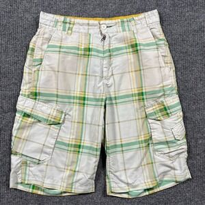 Plugg Mens Cargo Shorts Size 34 Plaid Utility Pockets Casual Outdoor Mid Rise